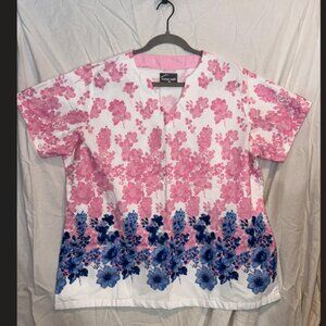 Scrub Top - XL - Pink & Blue